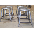 Vintage Industrial Metal Stool Antique Chrome Plated